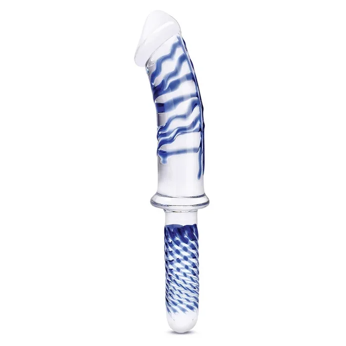 Glas Realistic Double Ended Glass Dildo with Handle 11in – Clear/Blue