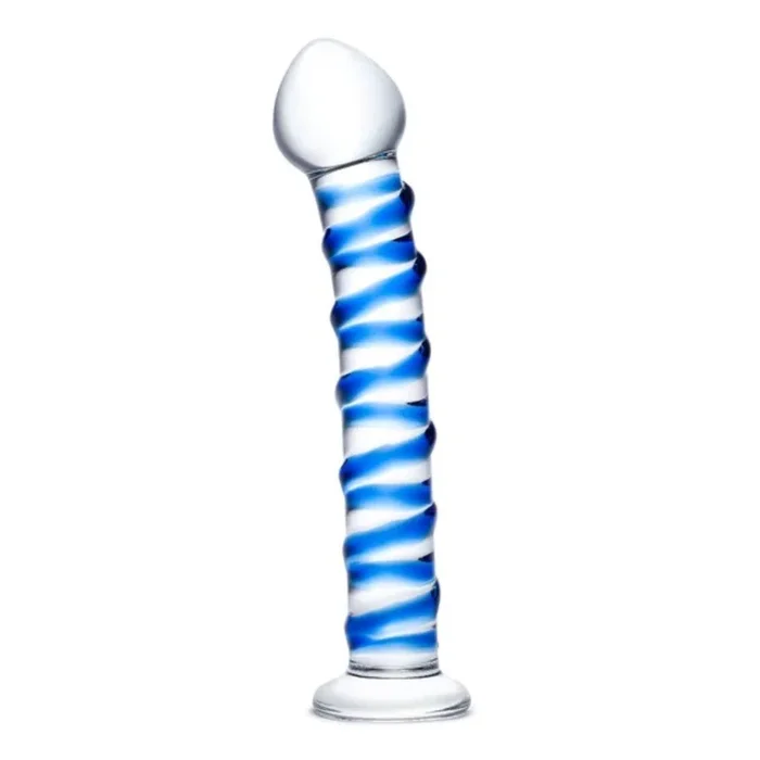 Glas Spiral Dildo Blue 7.5 Inch