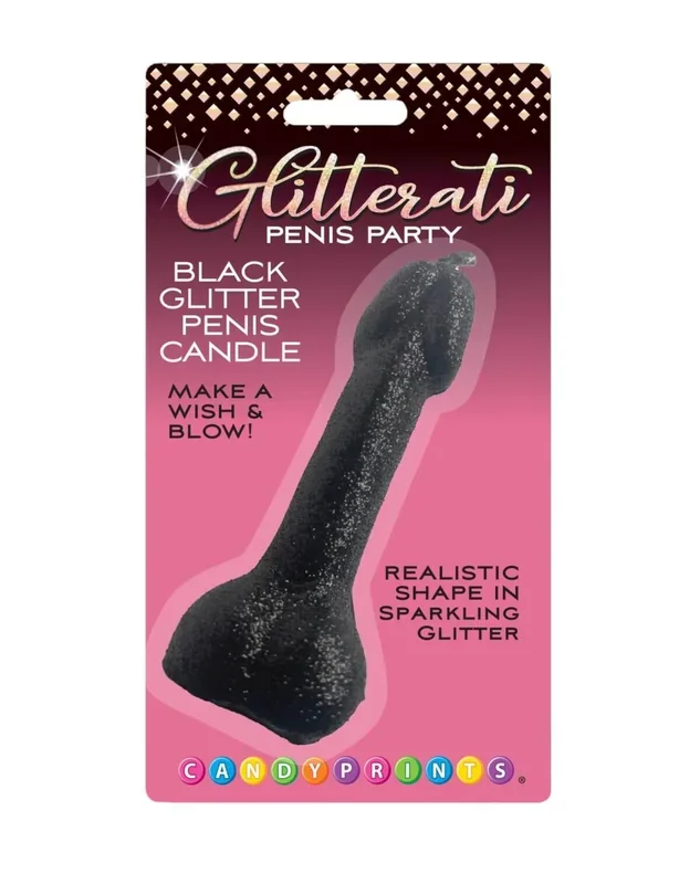 Glitterati Black Glitter Penis Cake Candle