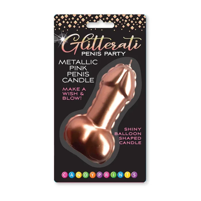 Glitterati Metallic Pink Penis Candle – Rose Gold 10 cm Penis Party Candle