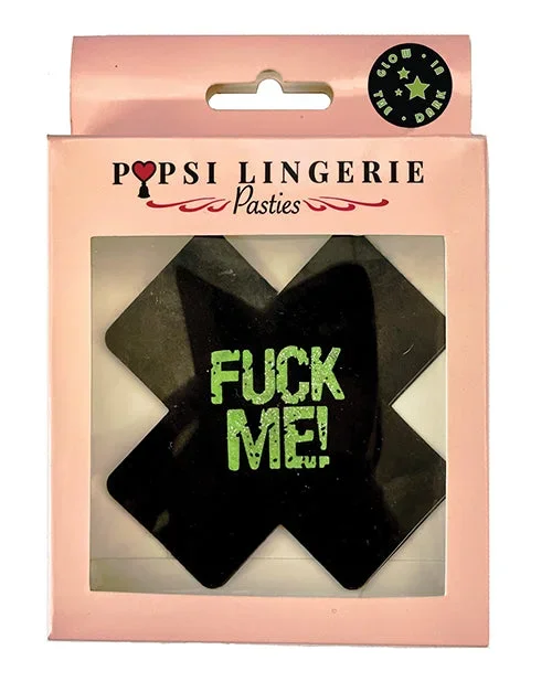 Glow in the Dark Fuck Me Pasties – Black O/S