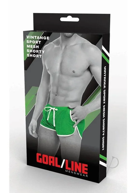 Goal Line Side Split Mesh Booty Shorts Small Medium Green