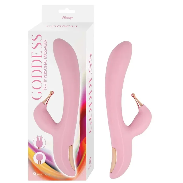 Goddess Tri-Tip Rechargeable Silicone Rabbit Vibrator – Pink