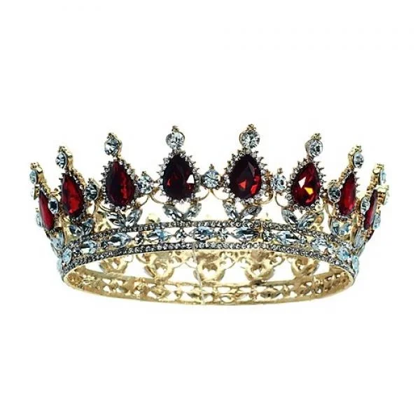 Gold Tiara with Red Gemstones