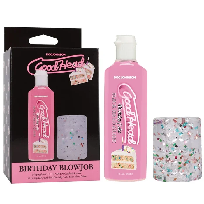 GoodHead Birthday Blowjob Kit – Birthday Cake GoodHead Glide with Helping Head Stroker