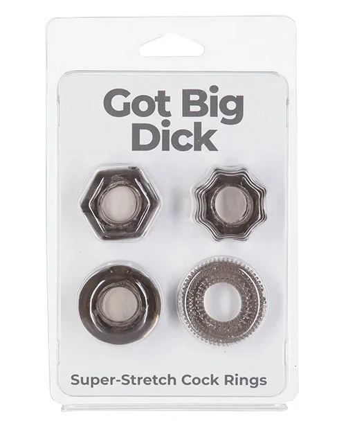 Got Big Dick 4 Pack Cock Rings – Black