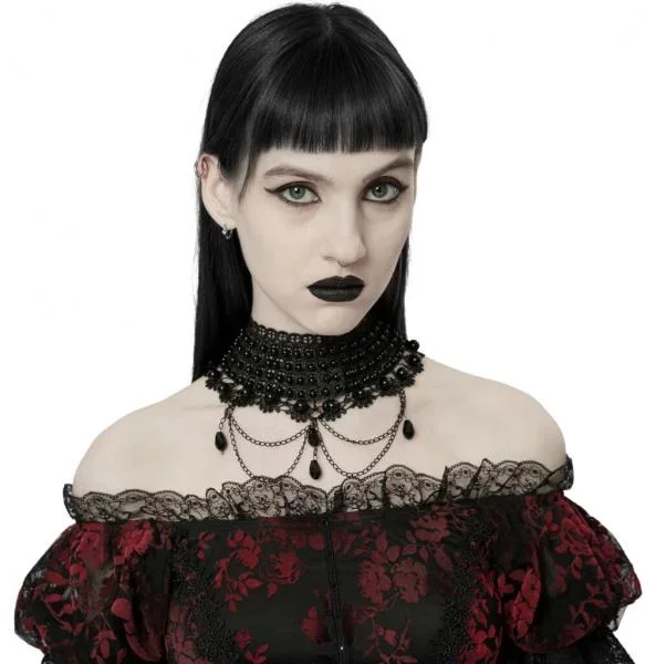 Gothic Pearl Choker – Black