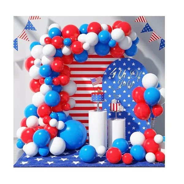 GREMAG Balloon Garland Kit Red White and Blue Balloon Garland Arch Kit 96 Pcs 18 12 10 5 Inch Latex Balloons for 4th of July Independence