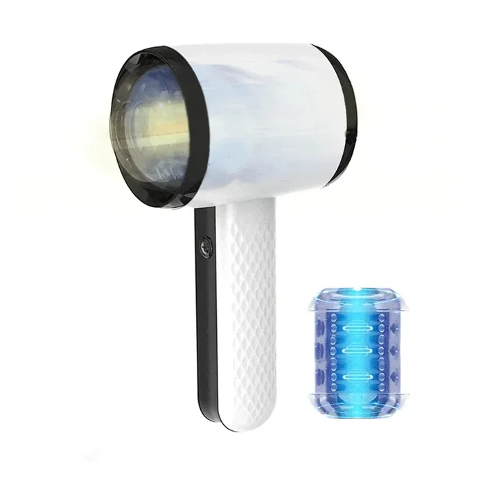Hair Dryer Automatic Male Masturbator with 6 Vibrations Thrusting Penis Trainer Adult Sex Toys
