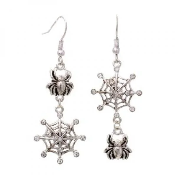 Halloween Spiderweb Earrings – Silver/Silver