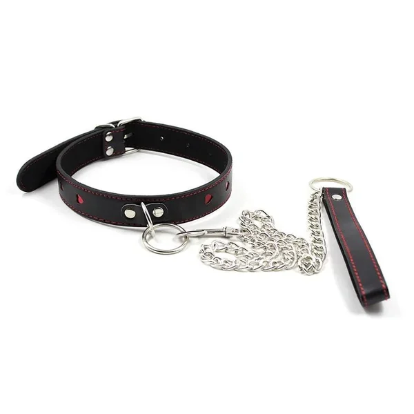 Heart Collar Chain Leash Pet Play Submissive Kink Fetish Restraints Collars & Leashes