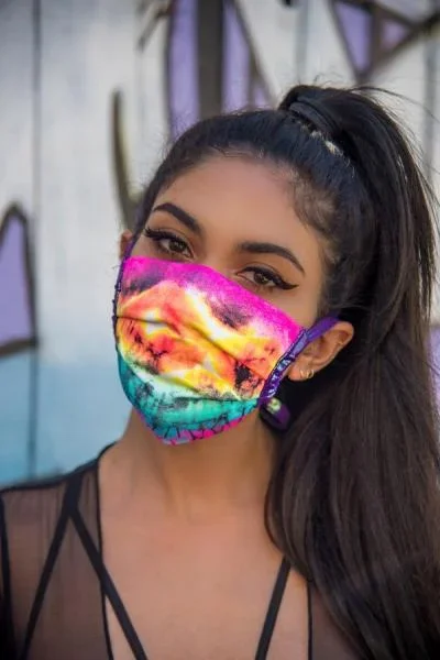Heavy Brazilian Spandex Pleated Mask – Rainbow Ruin –