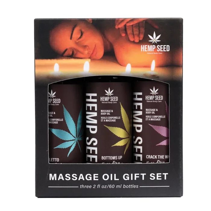 Hemp Seed Massage Oil Valentine Gift Set – 3 Pack – 2oz Bottles