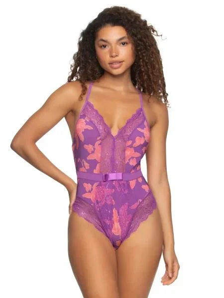 Henny Micro & Lace Bodysuit with Thong Back – Cabana Floral –