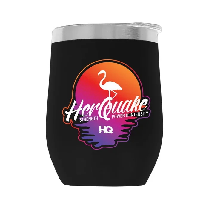 Herquake-Flamingo001 12oz WINE TUMBLER