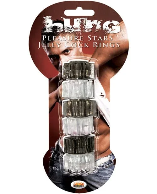 Hung Pleasure Stars Jelly Cock Rings – Black-Clear
