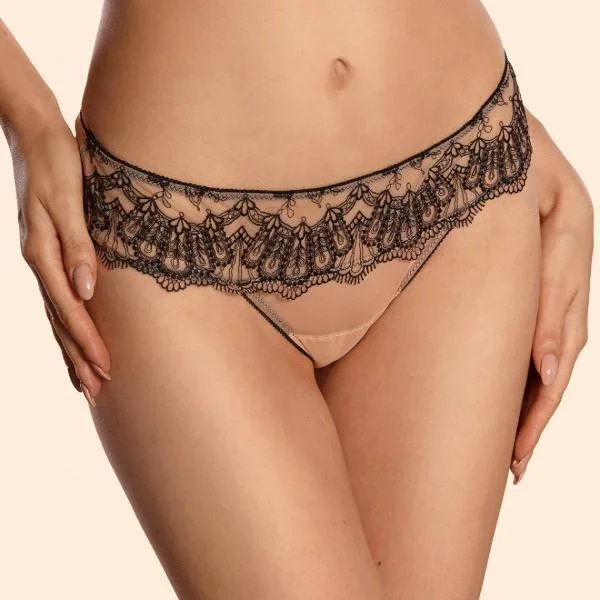 Hypnose Seamless Back Brazilian Thong – Beige/Black –