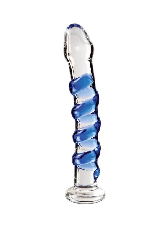 Icicles No. 5 Textured Glass Dildo 7.25in – Clear/Blue