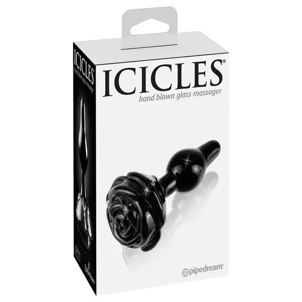 Icicles No 77 Glass Anal Plug Black 2.4 Inch