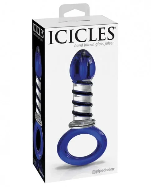 Icicles No. 81 Hand Blown Glass Ring Butt Plug – Blue/Clear