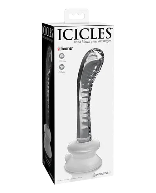 Icicles No. 88 Hand Blown Glass G-Spot Massager with Suction Cup – Clear