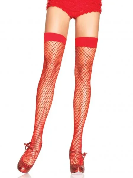 Industrial Fishnet Thigh High – Red