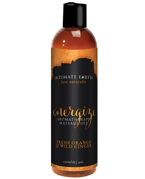 Intimate Earth Energizing Massage Oil – 120 mL Orange & Ginger