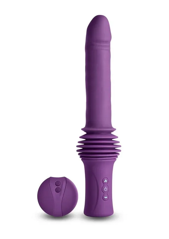 Inya Super Stroker Rechargeable Silicone Thrusting Vibrator with Remote Control – Purple