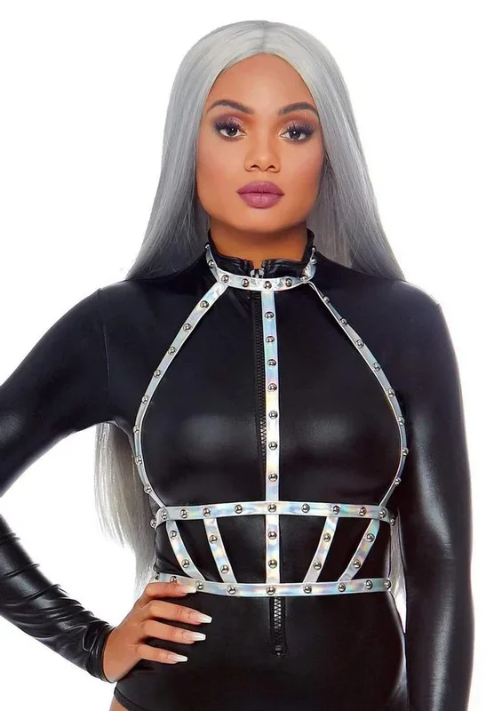 Iridescent Studded Vinyl Body Harness