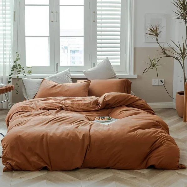Jersey Knit Cotton Duvet Cover Pumpkin Caramel Duvet Cover King Luxury Soft Kn