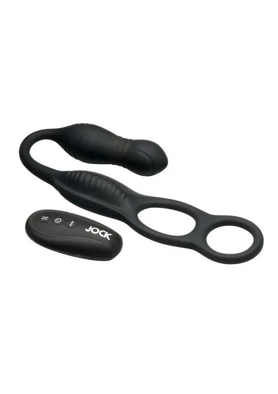 Jock Hyper Thrusting and Vibrating Rechargeable Silicone Anal Plug with C-Ring
