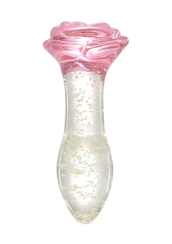 Juicy Glass Rose Glow In The Dark Butt Plug