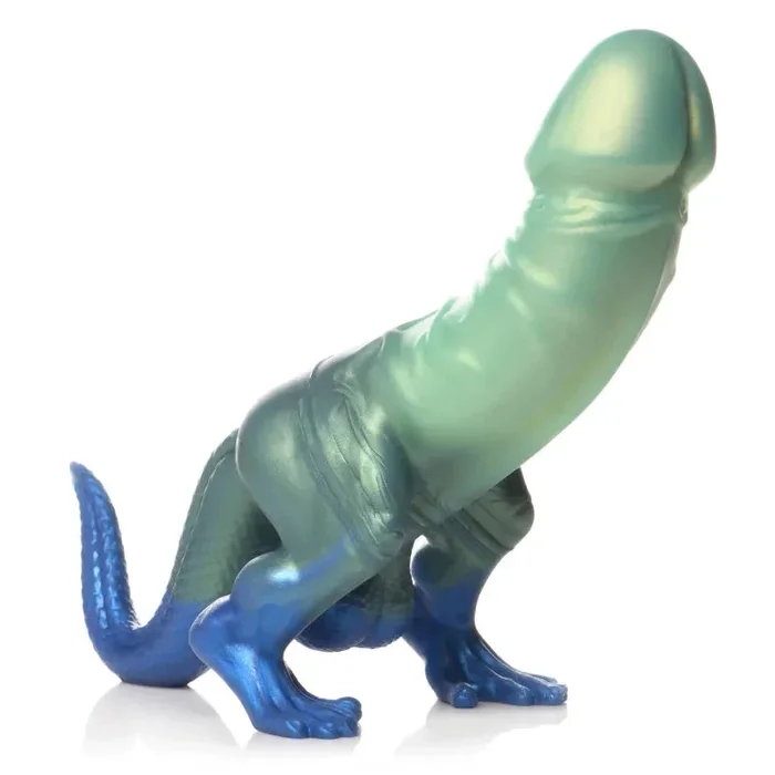 Jurassic Cock Dinosaur Silicone Dildo – Green/blue