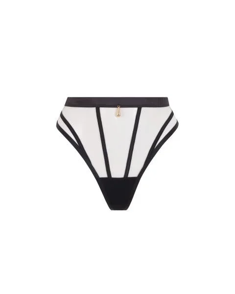 Karina High-waist Thong – Black/Sheer –
