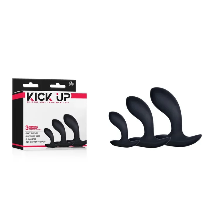 Kick Up Anal Trainer Set – Black Butt Plugs – Set of 3 Sizes