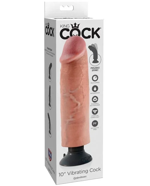 King Cock 10″ Vibrating Cock – Flesh