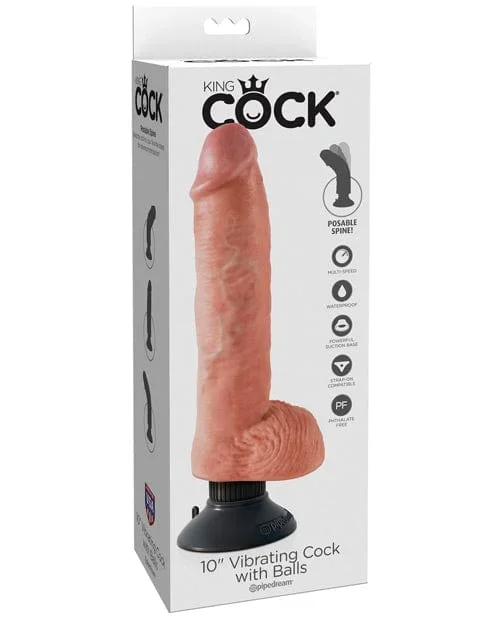 King Cock 10″ Vibrating Cock with Balls