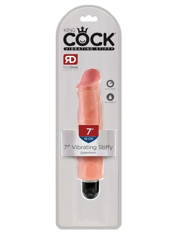 King Cock 7-Inch Vibrating Stiffy Realistic Dildo Sleeve – Beige Real Deal RD