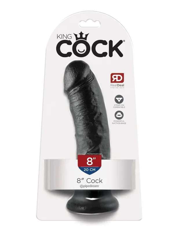 King Cock 8-Inch Realistic Dildo – Black