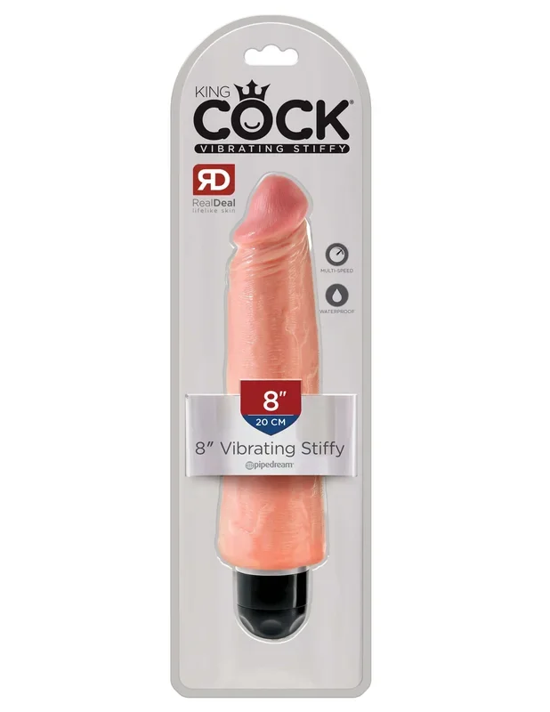 King Cock 8 inches Vibrating Stiffy Beige Vibrator Sleeve Real Deal RD