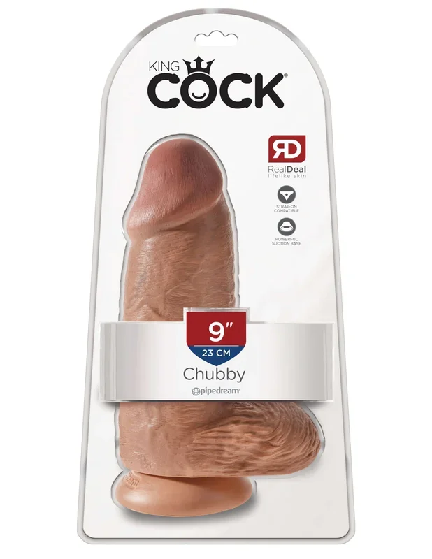 King Cock Chubby 9 inches Cock with Balls in Tan: The Most Realistic Fantasy Come True