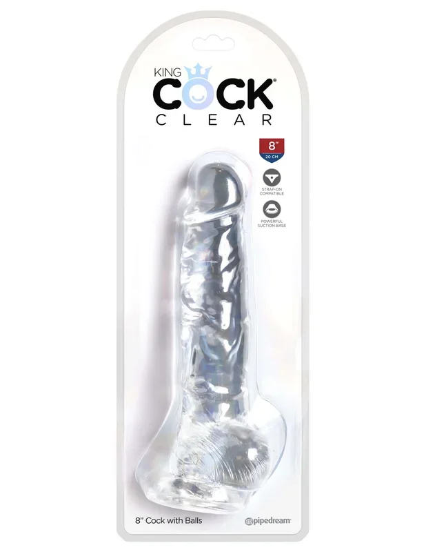 King Cock Clear 8 inches Cock Realistic Dildo with Balls