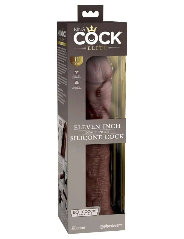 King Cock Elite 11 inches Dual Density Dildo Brown Skin Tone