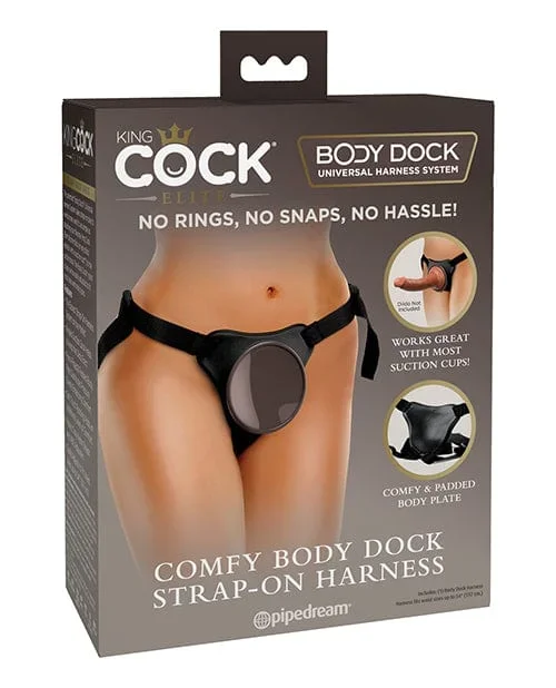 King Cock Elite Comfy Body Dock Strap On Harness – Black