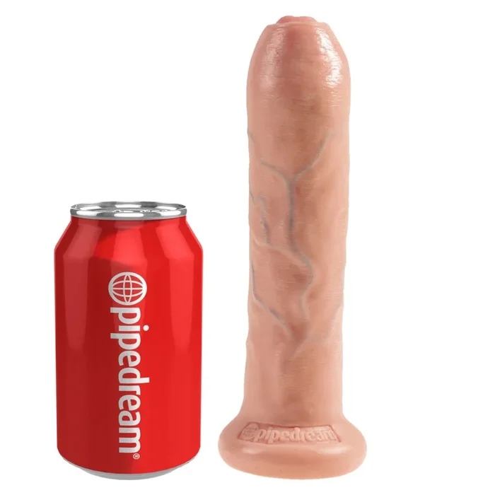 King Cock Uncut 7 Inch Suction Cup Dildo with Moving Foreskin – Vanilla