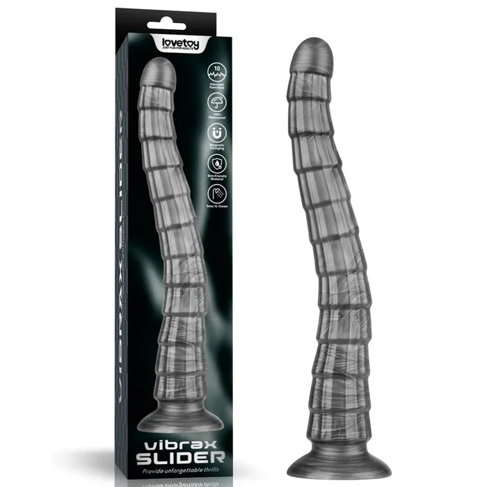 King Sized Vibrating Vibrax Slider – Grey 36.8 cm (14.5”) USB Rechargeable Vibrating Dildo