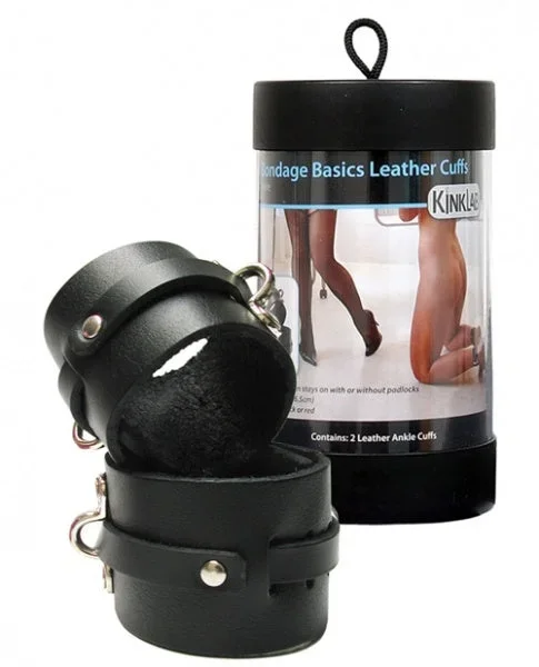 KinkLab Leather Ankle Cuffs – Black