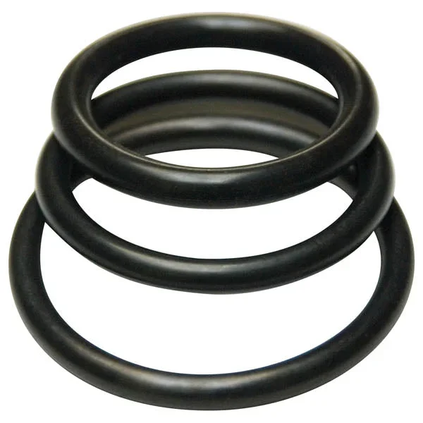 KinkLab Rubber Cock Rings – Black Rubber Cock Rings – Set of 3 Sizes