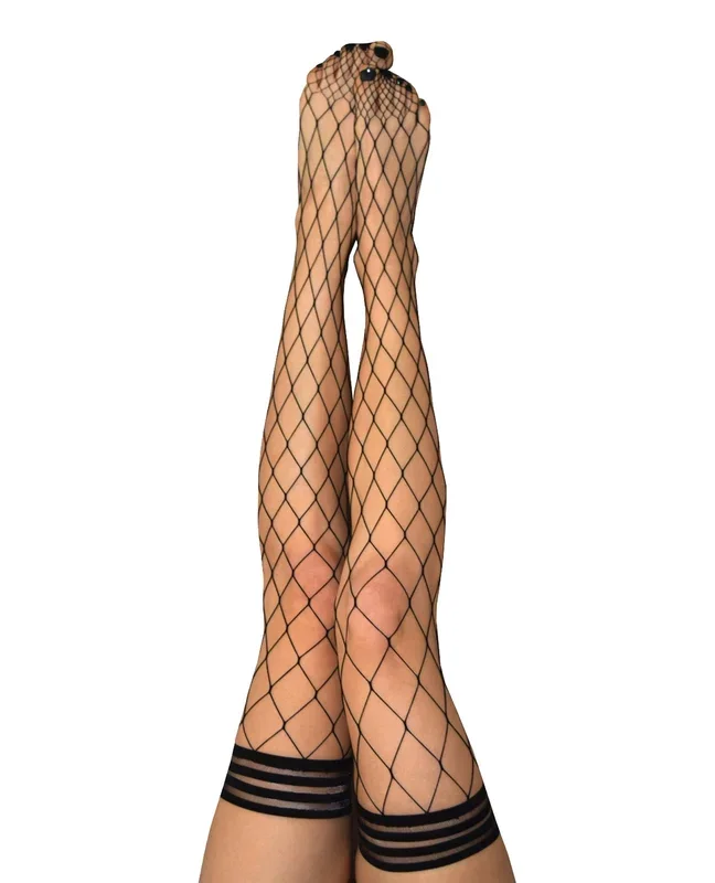 Kix’ies Michelle Large Fishnet Thigh High Black C