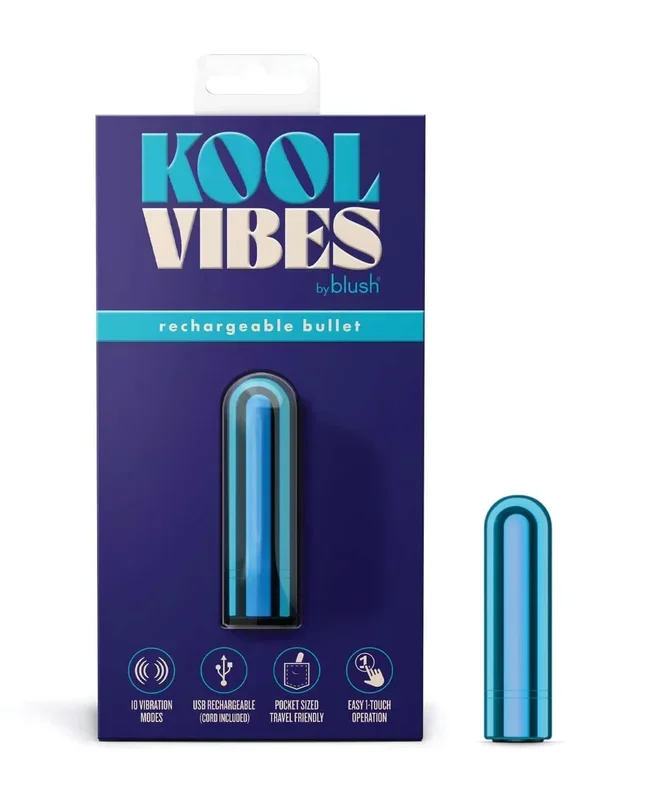 Kool Vibes Rechargeable Mini Bullet Vibrator – Blueberry | 10 Vibration Modes